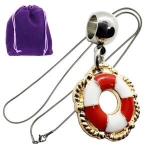 Life Saver Necklace (Red) - Stainless Steel Chain Necklace
